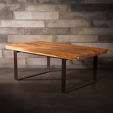 Suar Wood Table // Metal Legs // Natural (96"L x 44"W x 30"H)