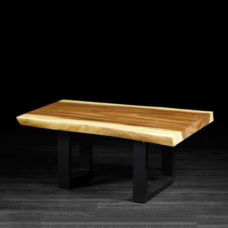 Freeform Suar Wood Coffee Table // Metal Legs