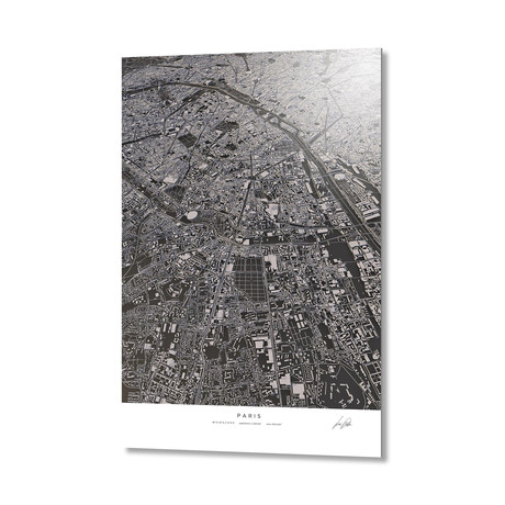 Paris City Map // Aluminum Print (16"L x 24"H)