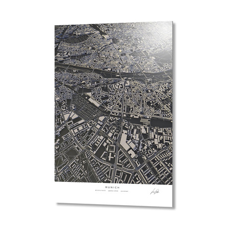 Munich City Map // Aluminum Print (16"L x 24"H)