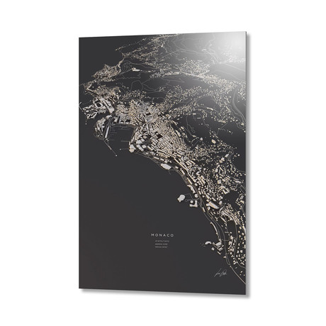Monaco City Map // Aluminum Print (16"L x 24"H)