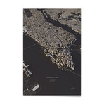 Manhattan City Map II // Aluminum Print (16"L x 24"H)