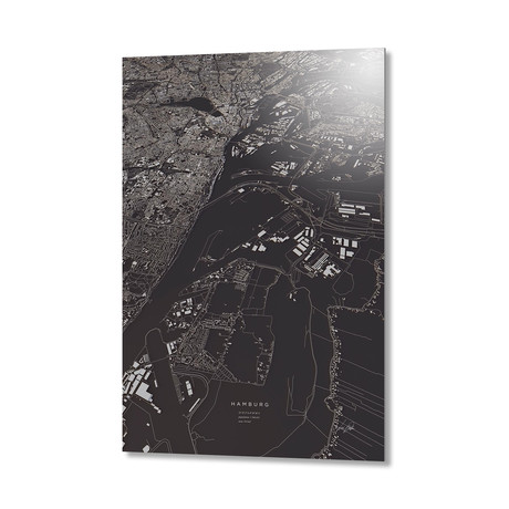 Hamburg 3D City Map // Aluminum Print (16"L x 24"H)