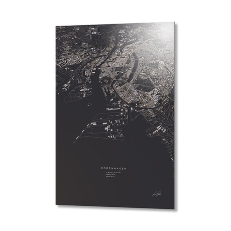 Copenhagen City Map // Aluminum Print (16"L x 24"H)