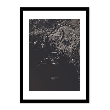 Copenhagen City Map // Framed Print (16"L x 20"H)