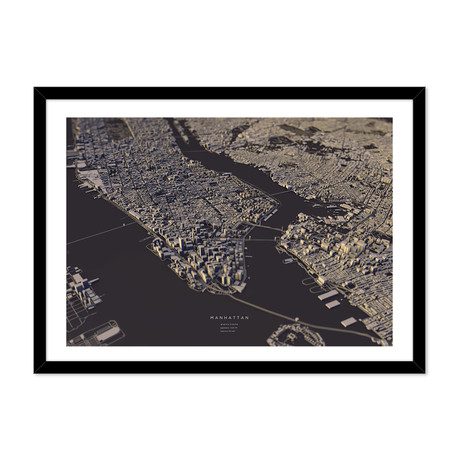 Manhattan City Map // Framed Print (20"L x 16"H)