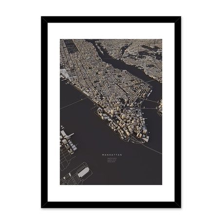 Manhattan City Map II // Framed Print (16"L x 20"H)