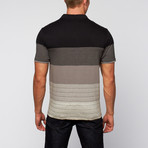 5 Stripe Johnny Collar Tee // Black  (M)