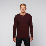 Truth Substance // Long Sleeve Snap Neck Henley + Chest Pockets // Maroon (S)