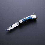 Miniature Folding Knife // Bone Handle (Blue)