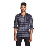 THOMAS Button-Up Shirt // Navy Box Print (XL)