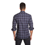 THOMAS Button-Up Shirt // Navy Box Print (XL)