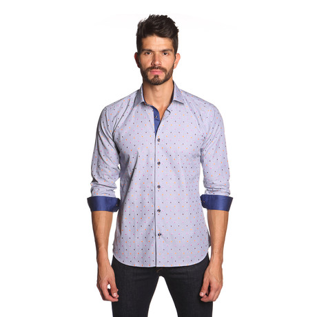 THOMAS Button-Up Shirt // Powder Blue Mini Square (S)