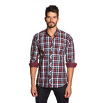 AVERY Button-Up Shirt // Burgundy Check (XL)