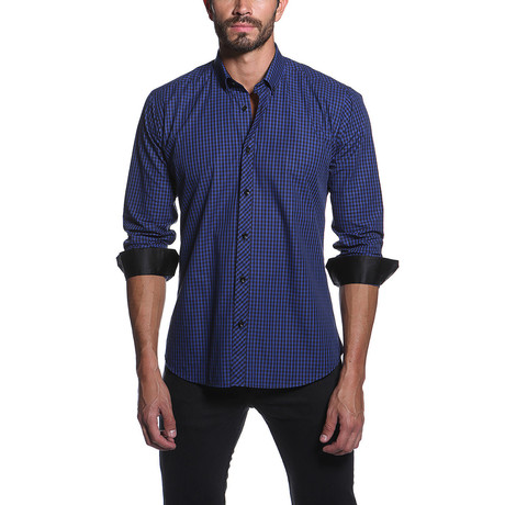 Jared Lang // AVERY Button-Up // Blue + Black Check (S)