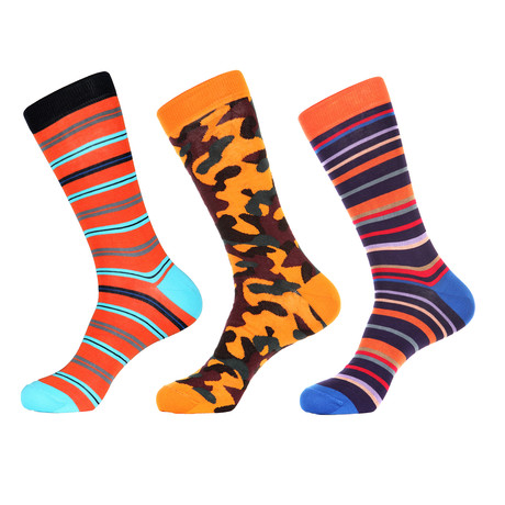 Camo + Striped Socks // Pack of 3