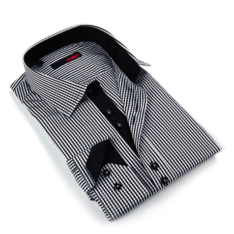 Button Up Dress Shirt // Black + Grey Plaid (S)