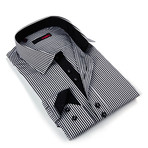 Button Up Dress Shirt // Black + Grey Plaid (M)