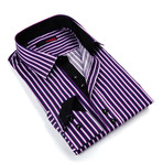 Button Up Dress Shirt // Deep Purple Stripe (S)