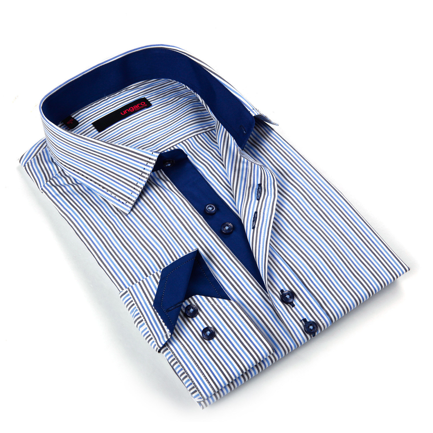 Button Up Dress Shirt // Multi-Blue Stripe (XL) - Ungaro Homme - Touch ...