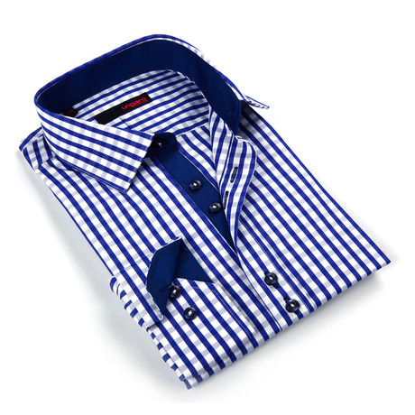 Button Up Dress Shirt // Royal Blue Shadow Plaid (S)