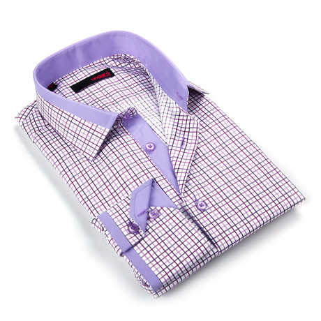 Button Up Dress Shirt // Multi-Purple Micro Plaid (S)