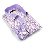Button Up Dress Shirt // Multi-Purple Micro Plaid (S)