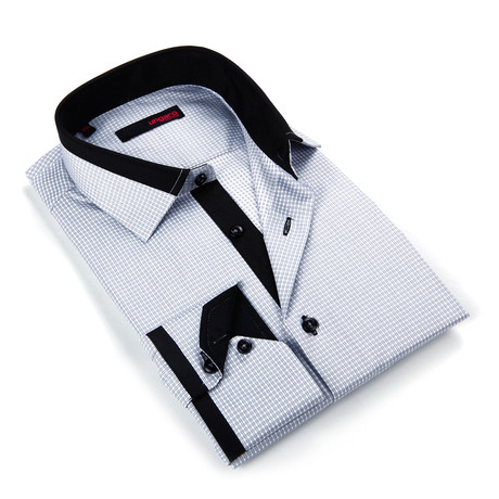 Button Up Dress Shirt // Light Grey Check (S)