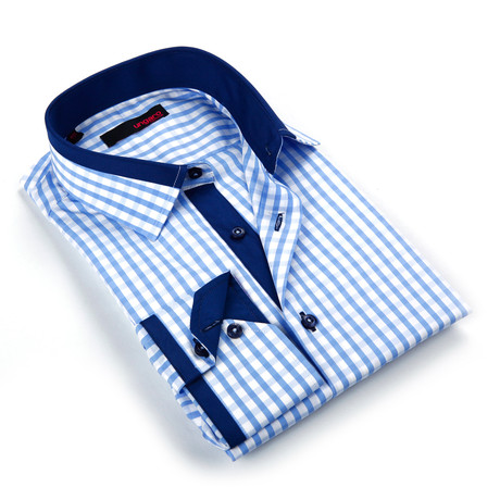 Button-Up Shirt // Light Blue Plaid (S)