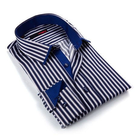 Button Up Dress Shirt // Black Shadow Stripe (S)