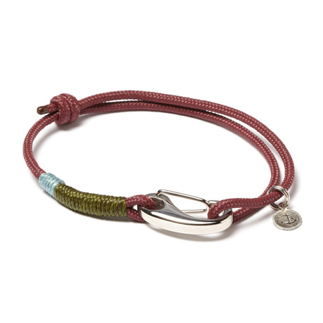 Stainless Steel Egg Hook Adjustable Cuff // Burgundy + Olive