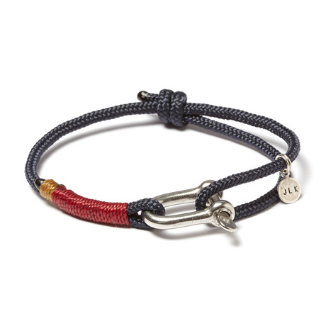 Stainless Steel D-Shackle Adjustable Cuff // Navy + Burgundy