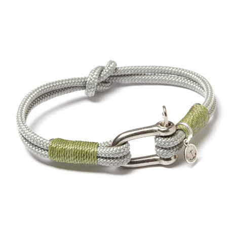 Stainless Steel D-Shackle Cuff // Grey + Sage