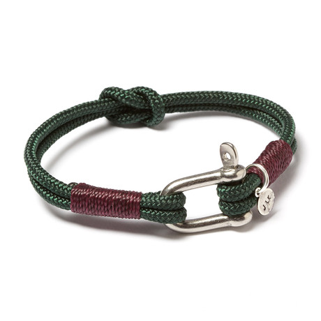 Stainless Steel D-Shackle Cuff // Green + Wine