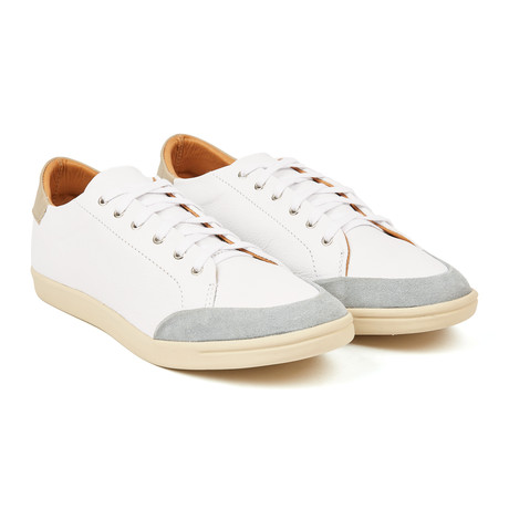 Eren Leather + Suede Sneaker // White + Grey + Sand (US: 8)