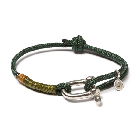 Stainless Steel D-Shackle Adjustable Cuff // Green + Olive