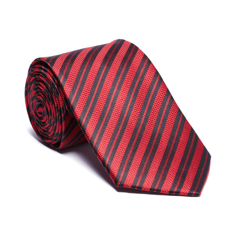 Silk Tie // Red + Black Multi Stripe