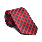 Silk Tie // Red + Black Multi Stripe