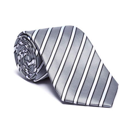 Silk Tie // Grey + White Shadow Stripe