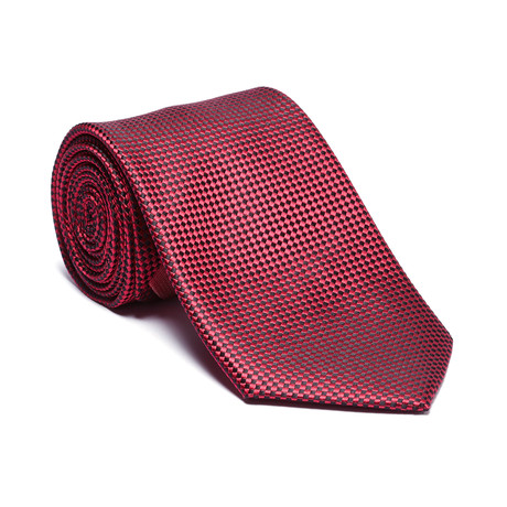 Silk Tie // Red Micro Check