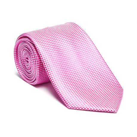 Silk Tie // Pink Micro Check