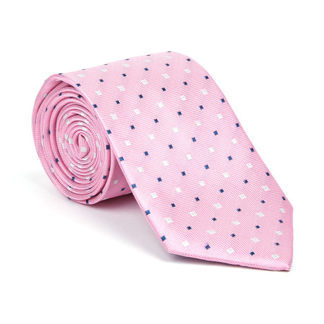 Silk Tie // Pink Multi Micro Square