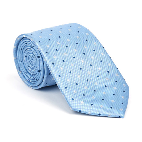 Silk Tie // Light Blue Multi Micro Square