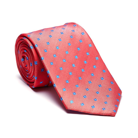 Bertigo // Silk Tie // Red + Sky Blue Quatrefoil