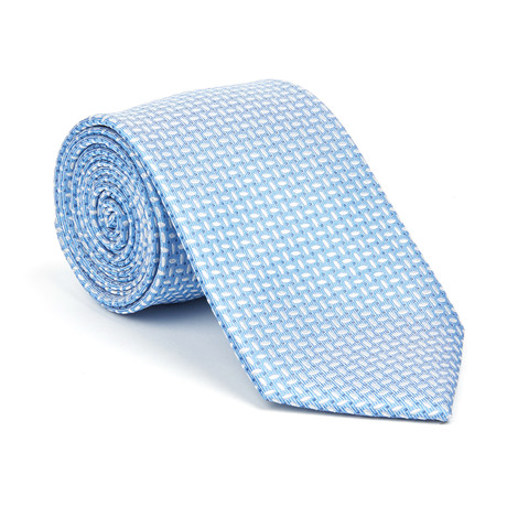 Silk Tie // Light Blue Weave Pattern
