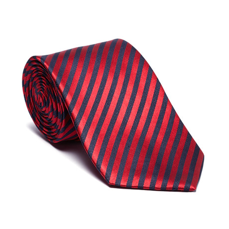 Silk Tie // Red + Black Ribbon Stripe