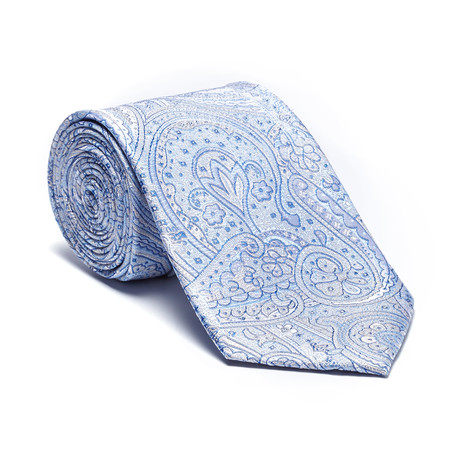 Silk Tie // Light Blue Paisley