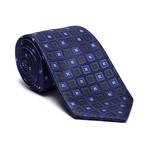 Silk Tie // Navy Square + Quatrefoil Pattern