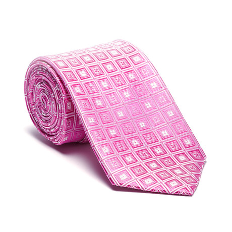 Silk Tie // Fuchsia Square + Quatrefoil Pattern