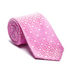 Silk Tie // Fuchsia Square + Quatrefoil Pattern